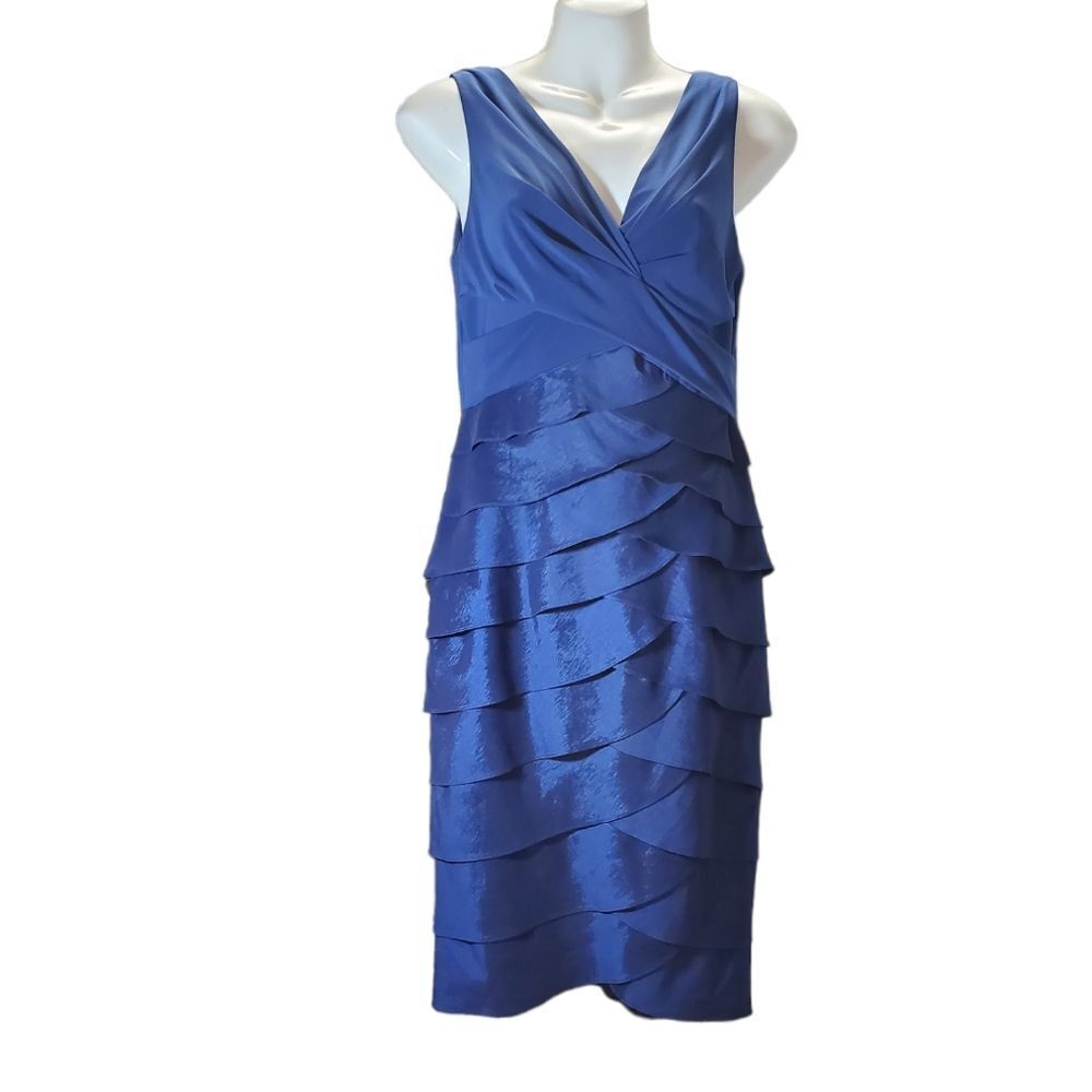 ADRIANNA PAPELL blue tiered dress 6